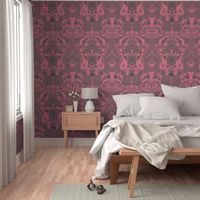 Parrot Damask ~ Pink & Grey