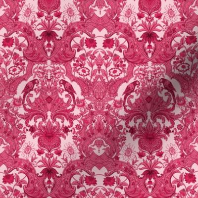 Parrot Damask ~ Cherry Pink