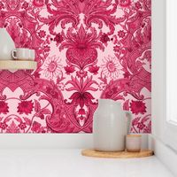 Parrot Damask ~ Cherry Pink