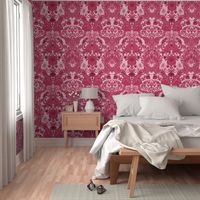 Parrot Damask ~ Cherry Pink