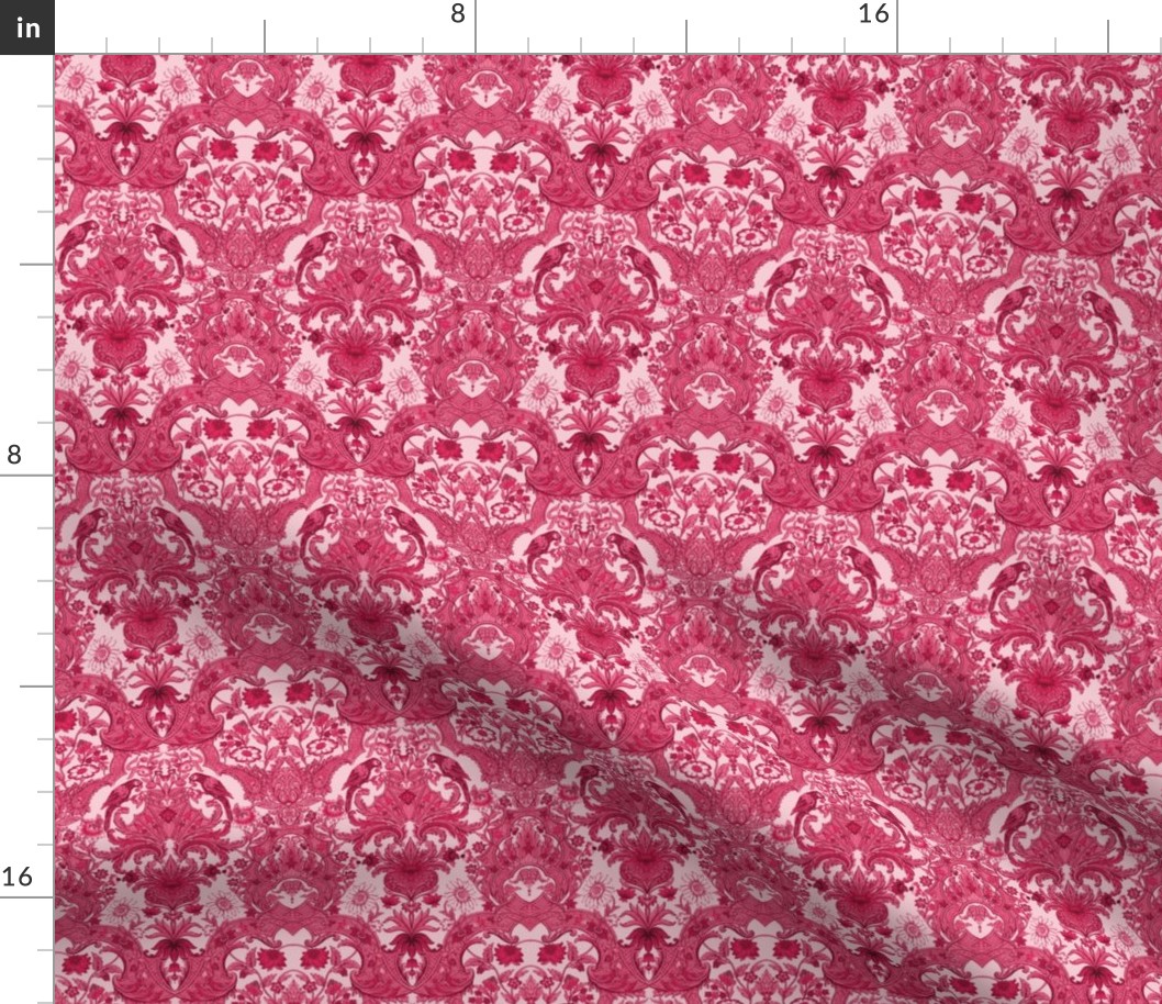 Parrot Damask ~ Cherry Pink