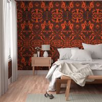 This Is Halloween! Haunted  House Damask ~ Pumpkin