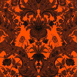 This Is Halloween! Haunted  House Damask ~ Pumpkin