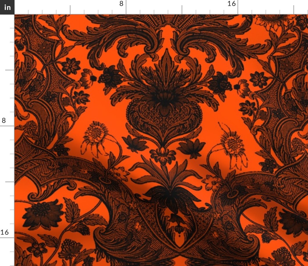 This Is Halloween! Haunted  House Damask ~ Pumpkin