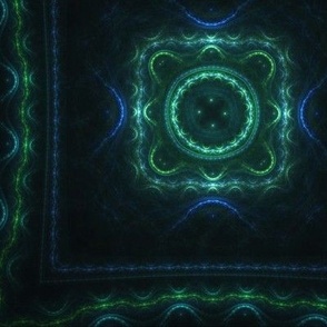 Square Fractal - Green and Blue