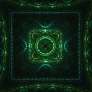 Square Fractal - Green and Teal