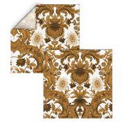 Parrot Damask ~ Gold and White