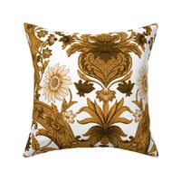 Parrot Damask ~ Gold and White
