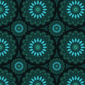 Kaleidoscope 18 - Green and Blue Fractal Flowers