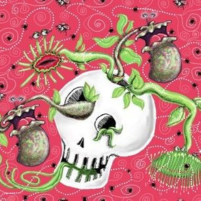 Skull pot w/ Scary Carnivorous Plants (#1) 