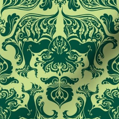 I Love Craft (Cthulhu Damask) Light Green