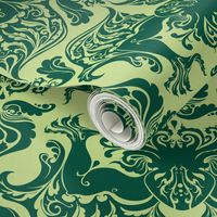 I Love Craft (Cthulhu Damask) Light Green