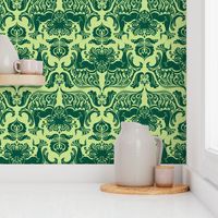 I Love Craft (Cthulhu Damask) Light Green