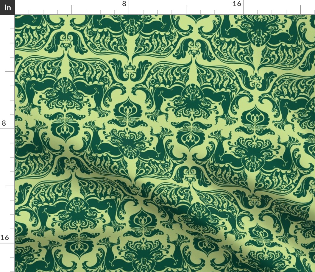 I Love Craft (Cthulhu Damask) Light Green