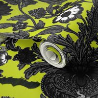This Is Halloween! Haunted House Damask ~ Poison Chartreuse
