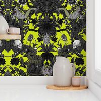 This Is Halloween! Haunted House Damask ~ Poison Chartreuse