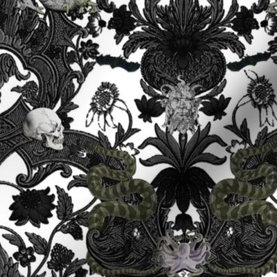 This Is Halloween! Haunted House Damask ~ Ghostly White