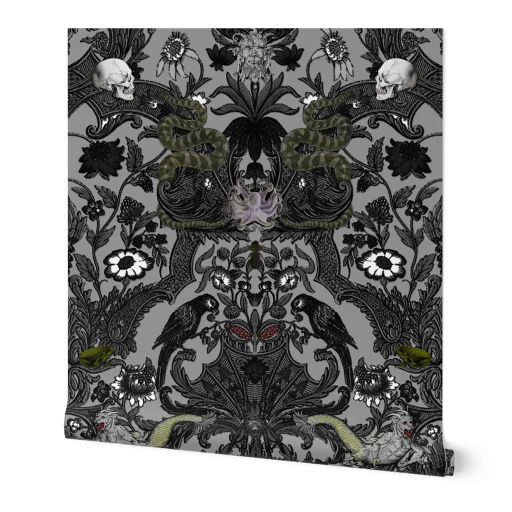 This Is Halloween! Haunted House Damask ~ Cemetery Grey