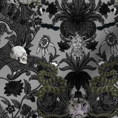 This Is Halloween! Haunted House Damask ~ Cemetery Grey