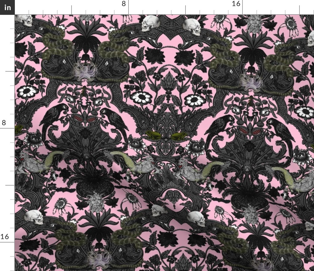 This Is Halloween! Haunted House Damask ~ Pale Pink