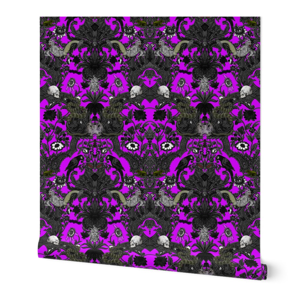 This Is Halloween! Haunted House Damask ~ Lurid Purple