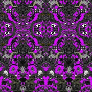 This Is Halloween! Haunted House Damask ~ Lurid Purple