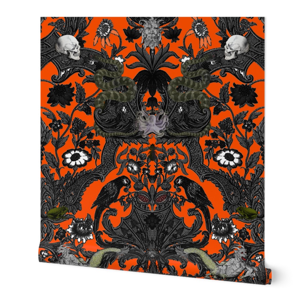 This Is Halloween! Haunted House Damask ~ Orange and Black