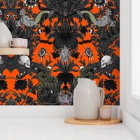 This Is Halloween! Haunted House Damask ~ Orange and Black