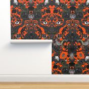 This Is Halloween! Haunted House Damask ~ Orange and Black