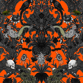 This Is Halloween! Haunted House Damask ~ Orange and Black