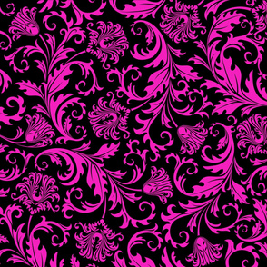 Pink And Black Vintage Floral Damasks