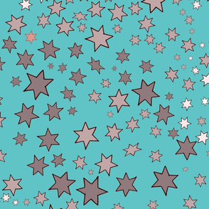 Mucha's Stars Scattered Turquoise