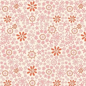 Embroidery - Stylized Floral in Pink and Red