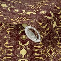 Chocolate on Parchment Damask