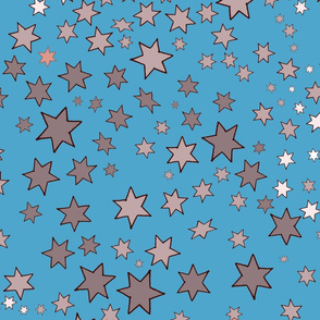 Mucha' Stars Sky Blue  Scattered