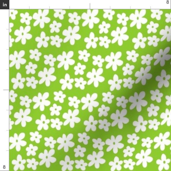 Green Daisy Flowers Fabric