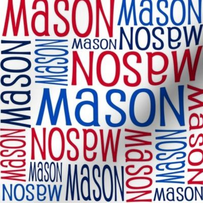 Personalised Name Fabric - Red Navy Blue