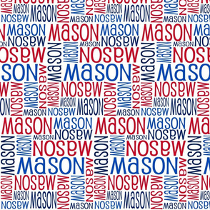 Personalised Name Fabric - Red Navy Blue