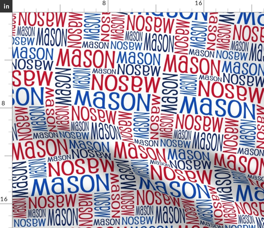 Personalised Name Fabric - Red Navy Blue