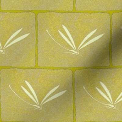 dragonfly tile - yellow, stone, cream