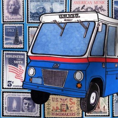 US Post Office Studebaker Zip Van over 1960's stamps