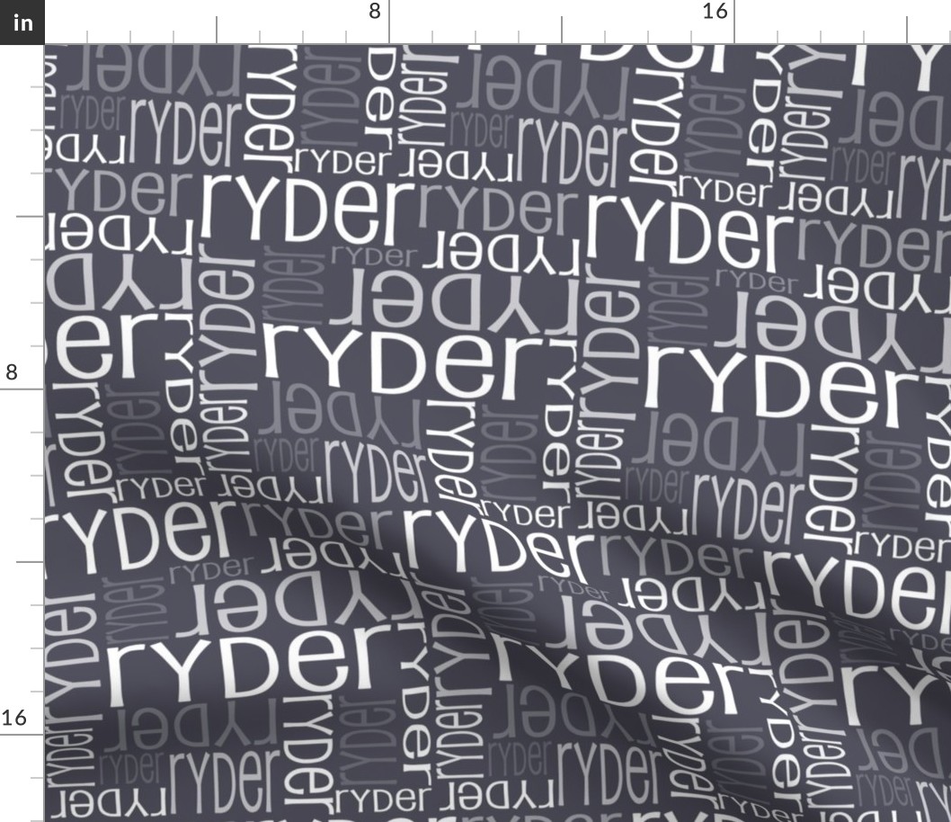 Personalised Name Fabric - Dark Aniseed Grey