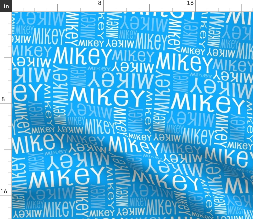 Personalised Name Fabric - Robot Light Blue