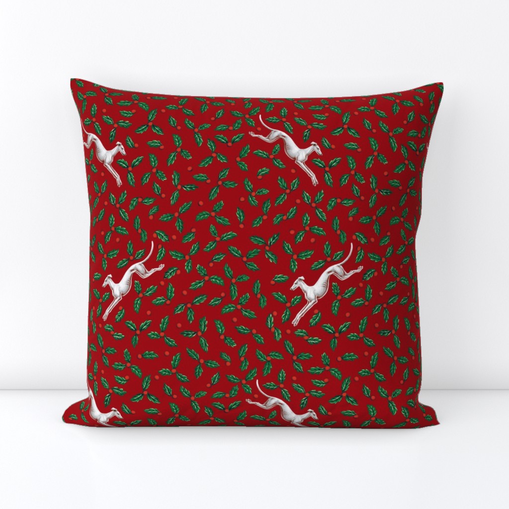 Red Holly Winter Greyhound ©2013 by Jane Walker