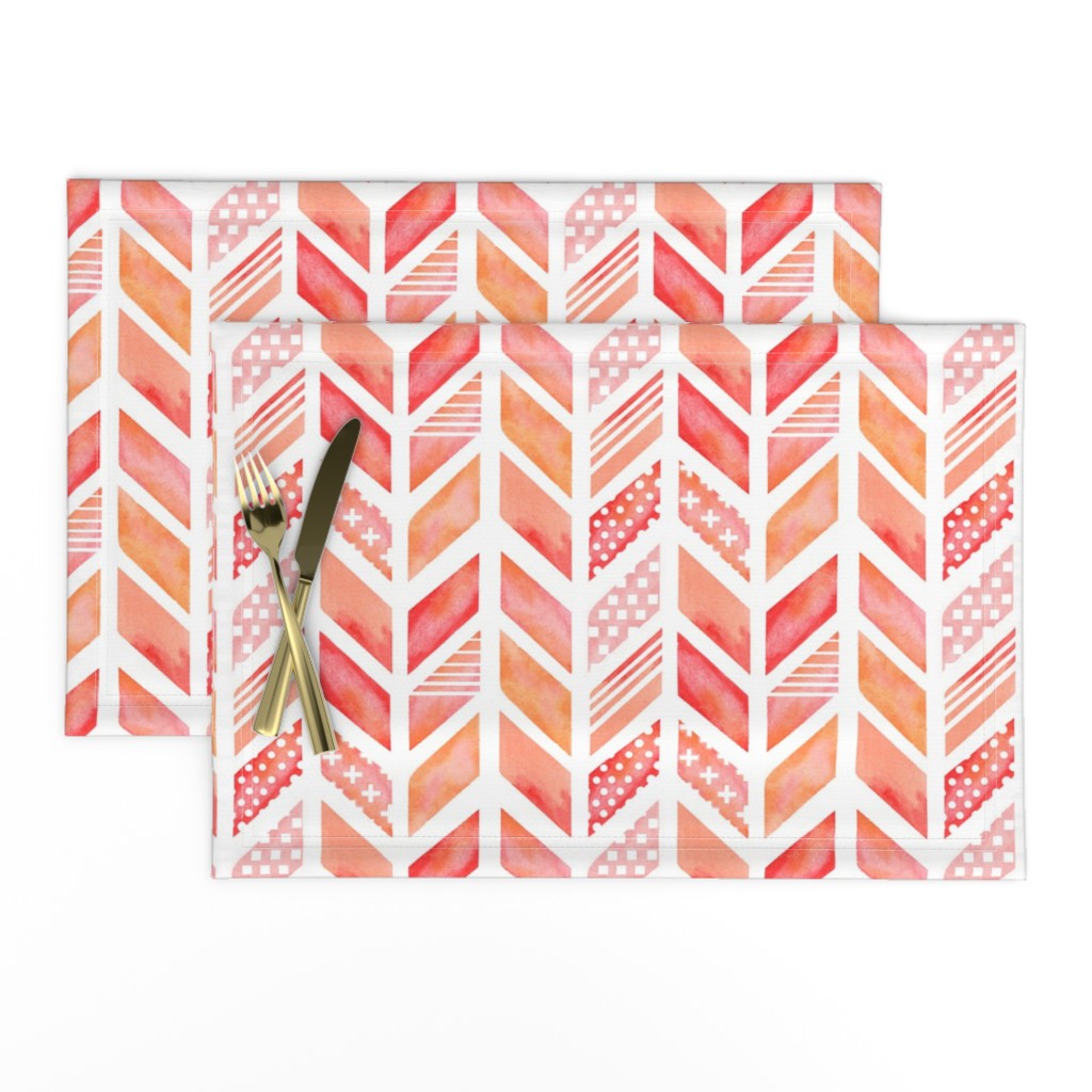 Watercolor Herringbone in Pinks