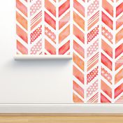 Watercolor Herringbone in Pinks