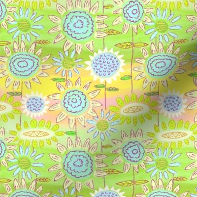 Floral Frolic Green and Yellow