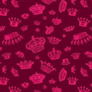 Royal Crowns - Pink on Maroon