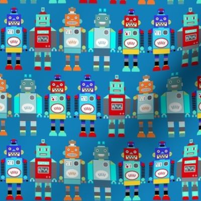 retro robots blue