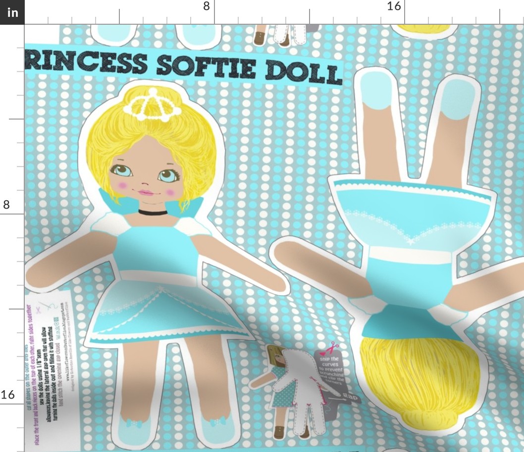 princess doll - cut and sew pattern template